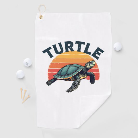 Retro schildpad T-shirt Golfhanddoek (Insitu)