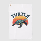 Retro schildpad T-shirt Golfhanddoek (Voorkant)