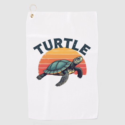 Retro schildpad T-shirt Golfhanddoek (Voorkant)