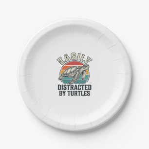 Retro schildpadliefhebber gemakkelijk afgeleid doo papieren bordje