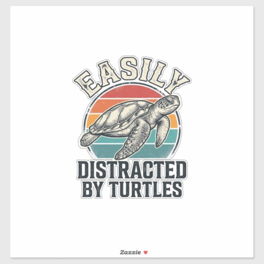 Retro schildpadliefhebber gemakkelijk afgeleid doo sticker (Vel)