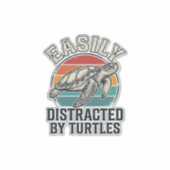 Retro schildpadliefhebber gemakkelijk afgeleid doo sticker (Voorkant)