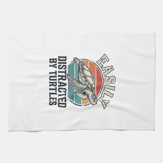 Retro schildpadliefhebber gemakkelijk afgeleid doo theedoek (Horizontaal)