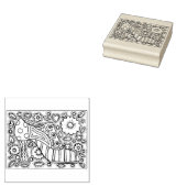 RETRO SCHOEN MODE, MUIS IN HUIS, FLOWER POWER RUBBERSTEMPEL (Gestempeld)