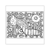 RETRO SCHOEN MODE, MUIS IN HUIS, FLOWER POWER RUBBERSTEMPEL (Afrduk)