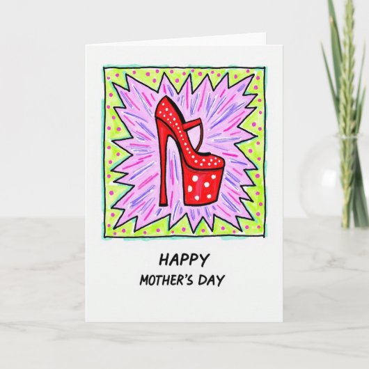 Retro schoen Moederdag kunstkaart Kaart (Voorkant)