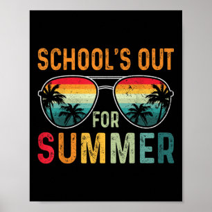 Retro-scholen in de zomer op de laatste dag van de poster