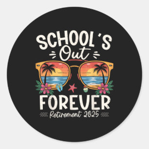 Retro Scholen voor altijd met pensioen 2025 Ronde Sticker