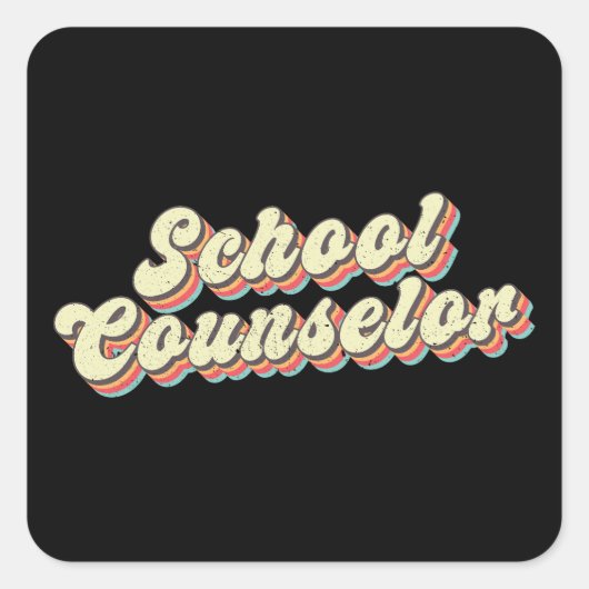 Retro School Counselor Counseling Leraar Vierkante Sticker (Voorkant)