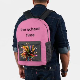 Retro School Days: Potlood & Notitieboek Patroon R Bedrukte Rugzak