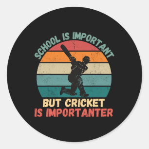 Retro School Is Belangrijk Cricket Is Belangrijker Ronde Sticker