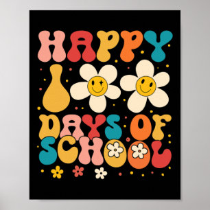 Retro school leraar student blij 100 dagen van sch poster