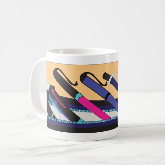 retro school pencil case design  koffiemok (Voorkant links)