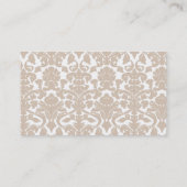 Retro schoolbord amandelkleur damask patroon visitekaartje (Achterkant)