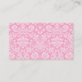 Retro schoolbord anjer roze damastpatroon visitekaartje (Achterkant)
