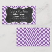 Retro schoolbord; Diep lila Chevron Visitekaartje (Voorkant / Achterkant)