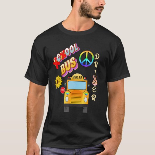 Retro schoolbus chauffeurs t-shirt (Voorkant)