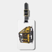 Retro schoolbus geel bagagelabel (Voorkant verticaal)