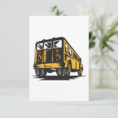 Retro schoolbus  geel bedankkaart (Staand voorkant)