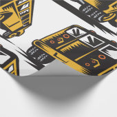 Retro schoolbus  geel cadeaupapier (Hoek)