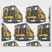 Retro schoolbus  geel cadeaupapier (Vlak)