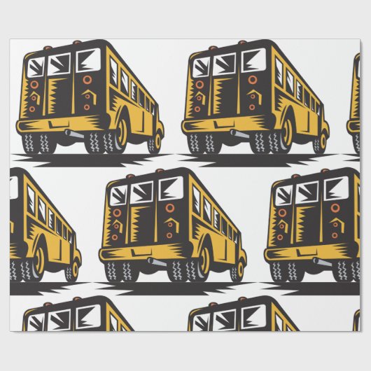 Retro schoolbus  geel cadeaupapier (Vlak)