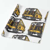 Retro schoolbus geel cadeaupapier (Uitgerold)