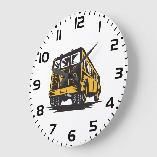 Retro schoolbus  geel grote klok (Hoek)