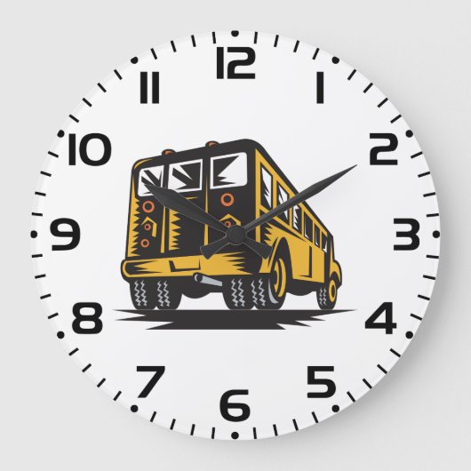 Retro schoolbus  geel grote klok (Voorkant)