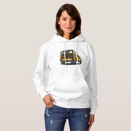 Retro schoolbus geel hoodie (Voorkant volledig)