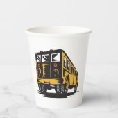 Retro schoolbus geel papieren bekers (Voorkant)