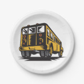 Retro schoolbus  geel papieren bordje (Voorkant)