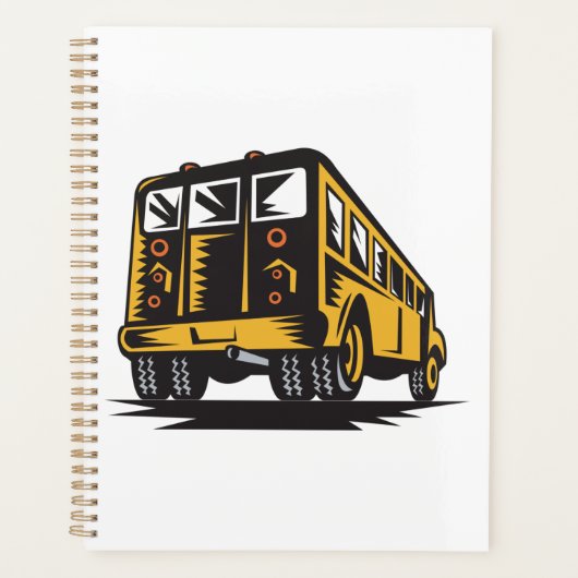 Retro schoolbus  geel planner (Voorkant)