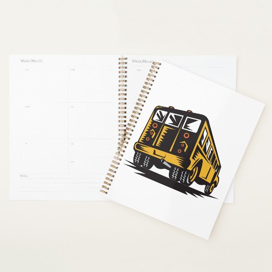 Retro schoolbus  geel planner
