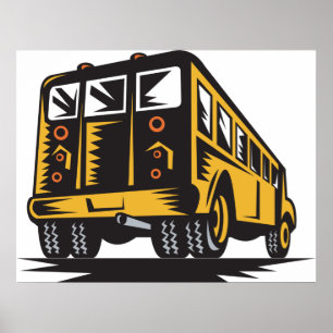 Retro schoolbus  geel poster