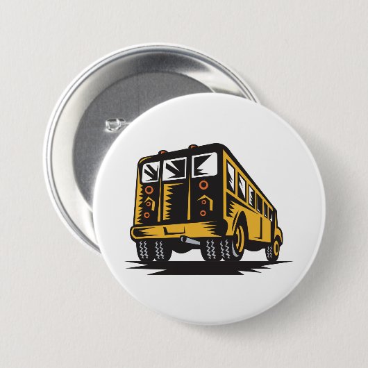 Retro schoolbus geel ronde button 7,6 cm (Voorkant /achterkant)
