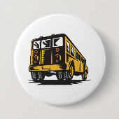 Retro schoolbus  geel ronde button 7,6 cm (Voorkant)