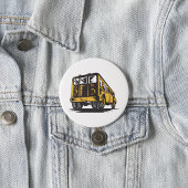 Retro schoolbus geel ronde button 7,6 cm