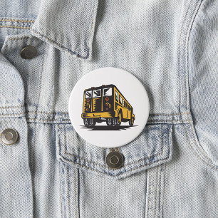 Retro schoolbus  geel ronde button 7,6 cm