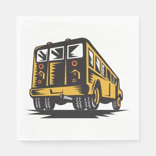 Retro schoolbus geel servet (Voorkant)