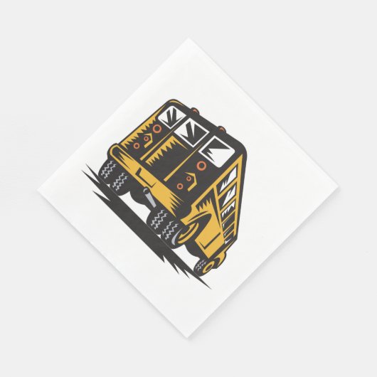 Retro schoolbus  geel servet (Hoek)