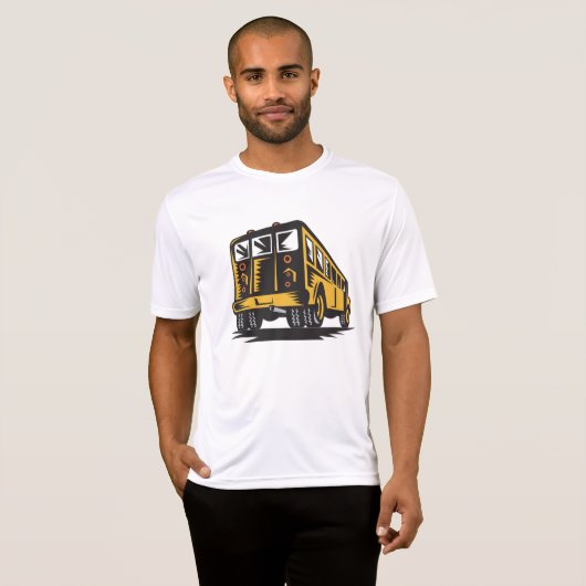 Retro schoolbus  geel t-shirt (Voorkant volledig)