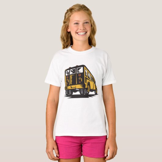Retro schoolbus  geel t-shirt (Voorkant volledig)