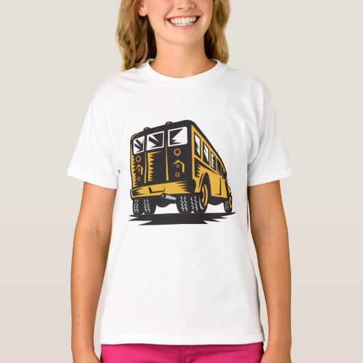 Retro schoolbus  geel t-shirt (Voorkant)