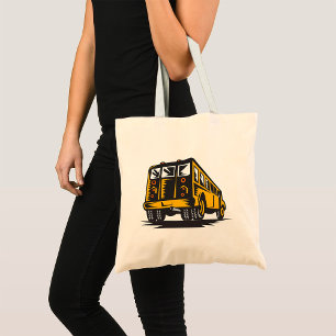 Retro schoolbus geel tote bag
