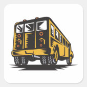 Retro schoolbus  geel vierkante sticker (Voorkant)