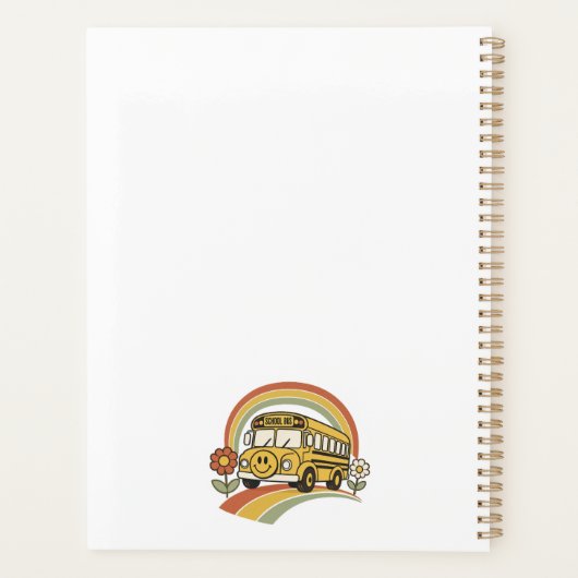 Retro schoolbus persoonlijke leraar planner (Achterkant)