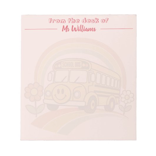 Retro schoolbus persoonlijke notitieblok — Blush R (Voorkant)