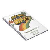 Retro schoolbus regenboog kleuterschool notitieboek (Rechterzijde)