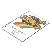 Retro schoolbus regenboog kleuterschool notitieboek (Linkerzijde)